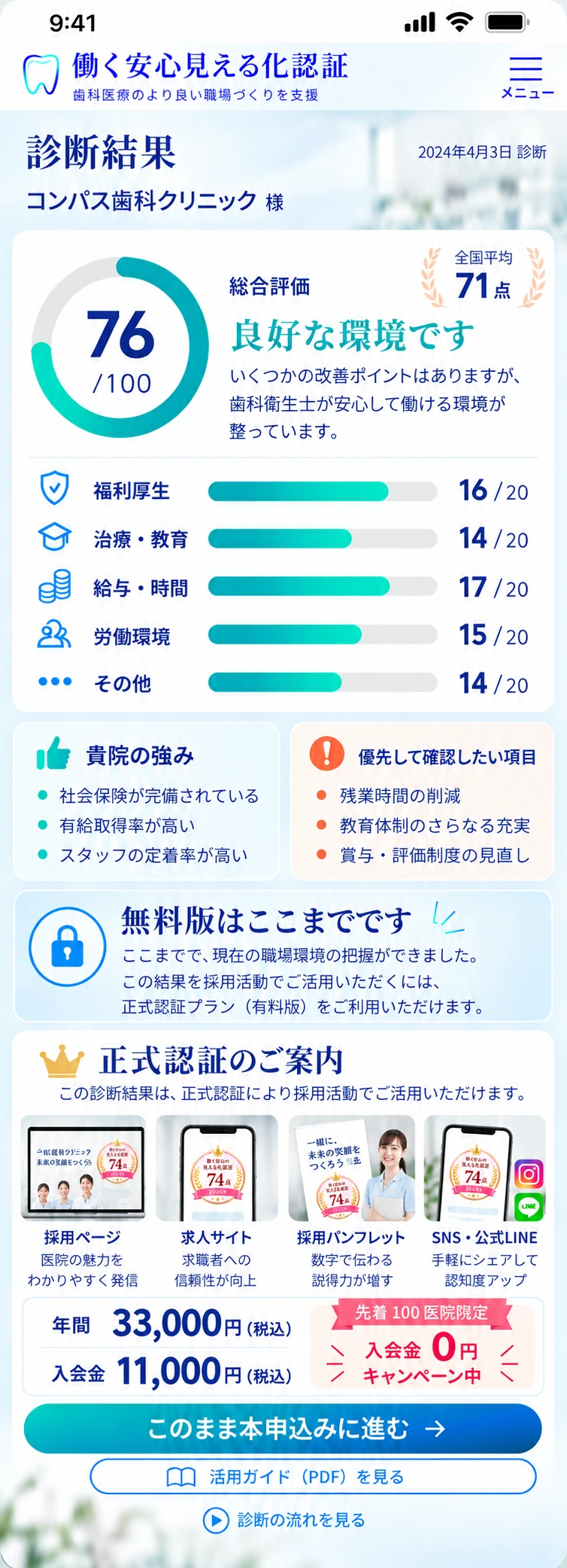 働く安心見える化認証 診断結果